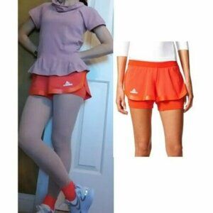 Nwt Adidas Stella McCartney Cute Women Orange 2-in-1 Double Shorts M Medium